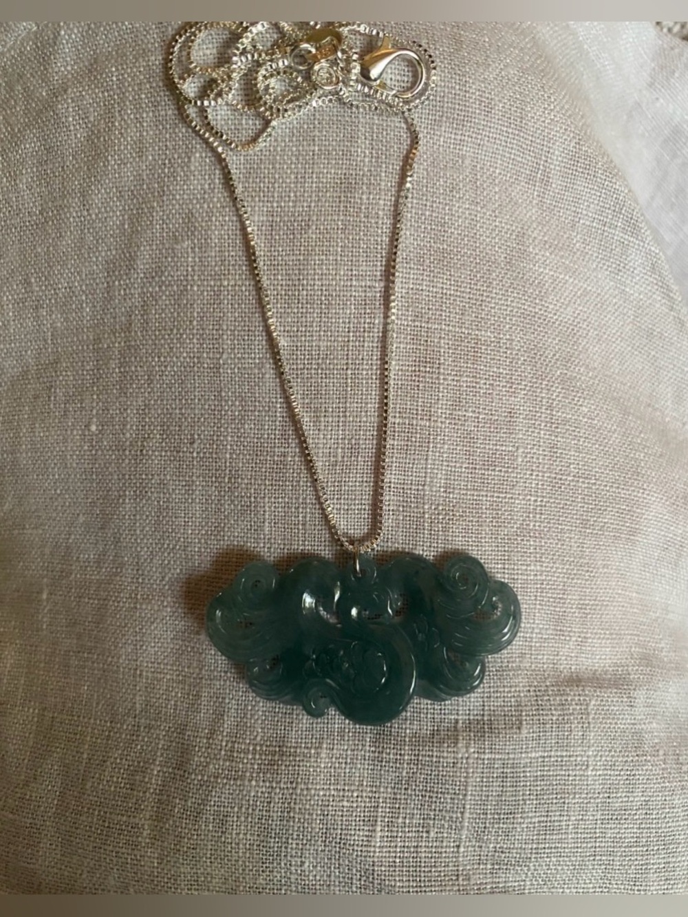 Real A-Grade Jadeite Blue Water Burmese Jade Phoenix Pendant 925 Sterling